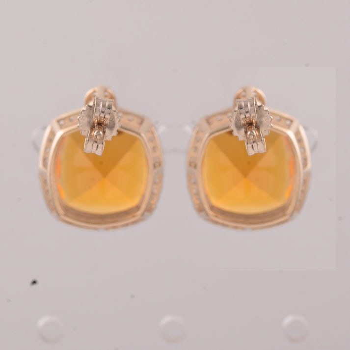 5.79 Ct Cushion Br.Opal 9K Gold Earrings - 3