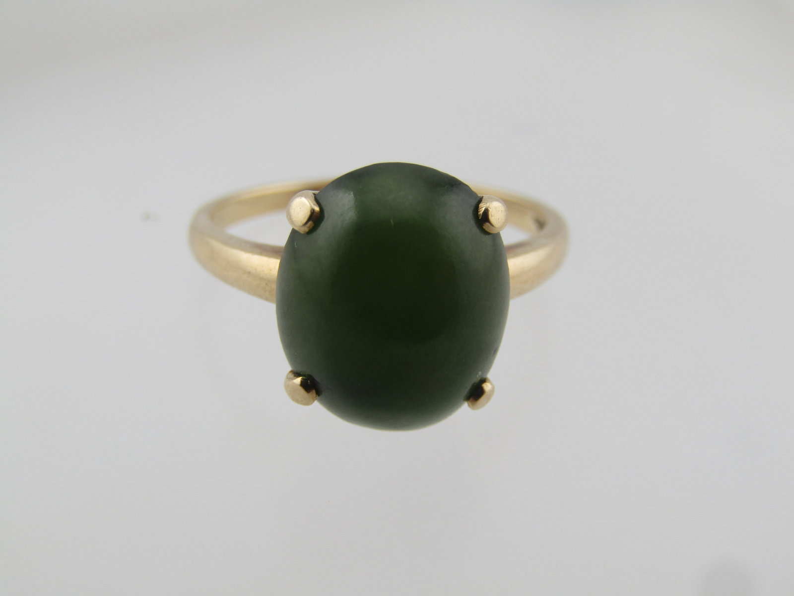 Vintage 10kt Nephrite Ring, Size 6, Mid-Century - 6