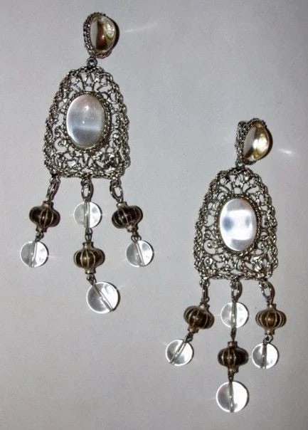 Kenneth Lane Massive Runway Jelly Belly Lucite Chandelier Earrings Signed - 2