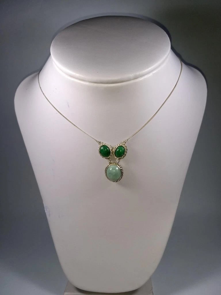 Alberto Juan Mexican Hand Made Sterling Silver Jade Cabochon Necklace - 5