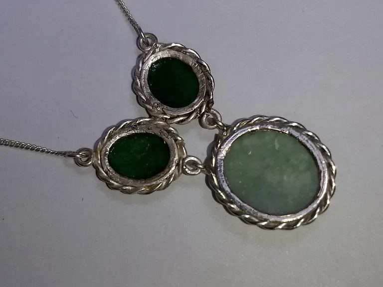 Alberto Juan Mexican Hand Made Sterling Silver Jade Cabochon Necklace - 6