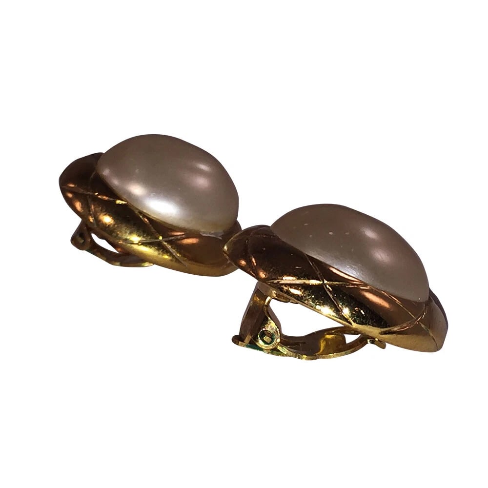 Chanel Classic Pearl Earrings with Basket Weave Settings - 5