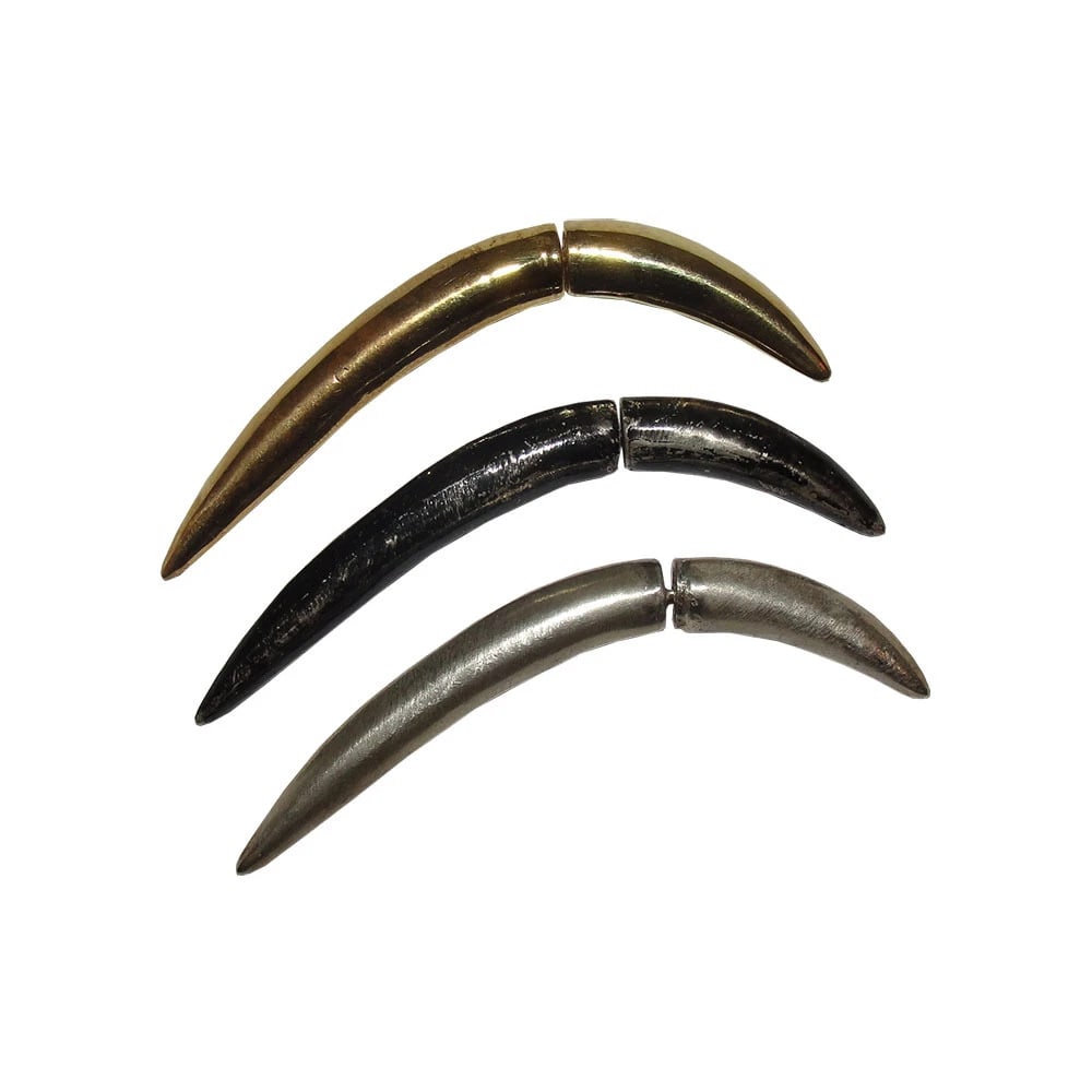 Hand Made Satin Sterling Silver Tusk Horn Earrings Alberto Juan - 2