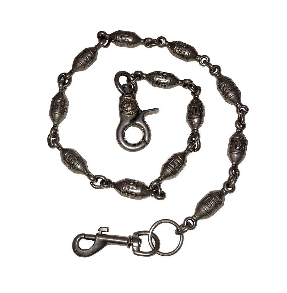 Versace Silver Tone Medusa Greek Key Necklace Wallet Chain - 3
