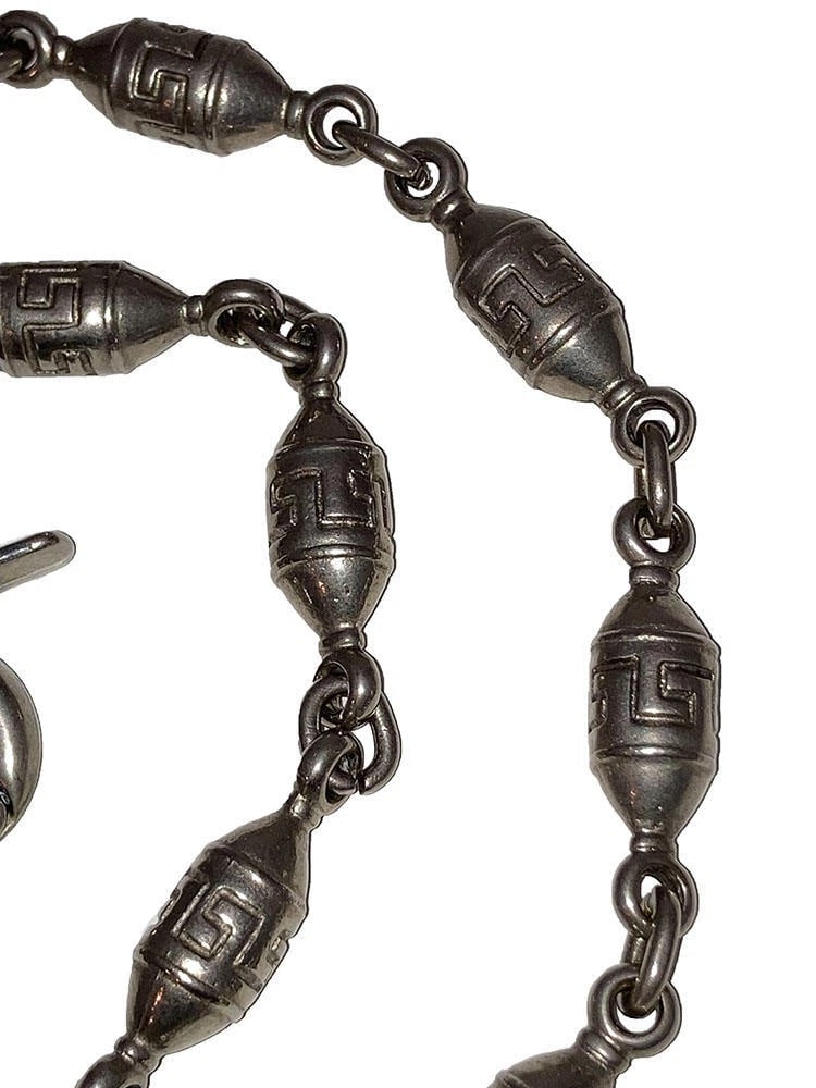 Versace Silver Tone Medusa Greek Key Necklace Wallet Chain - 4