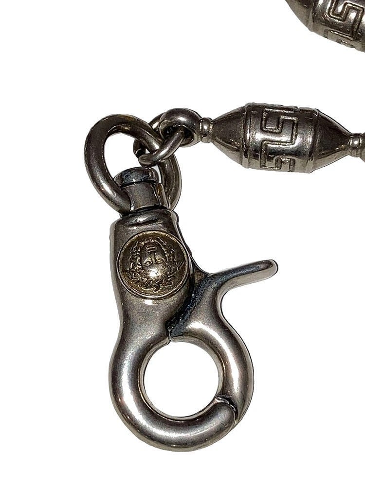 Versace Silver Tone Medusa Greek Key Necklace Wallet Chain - 5