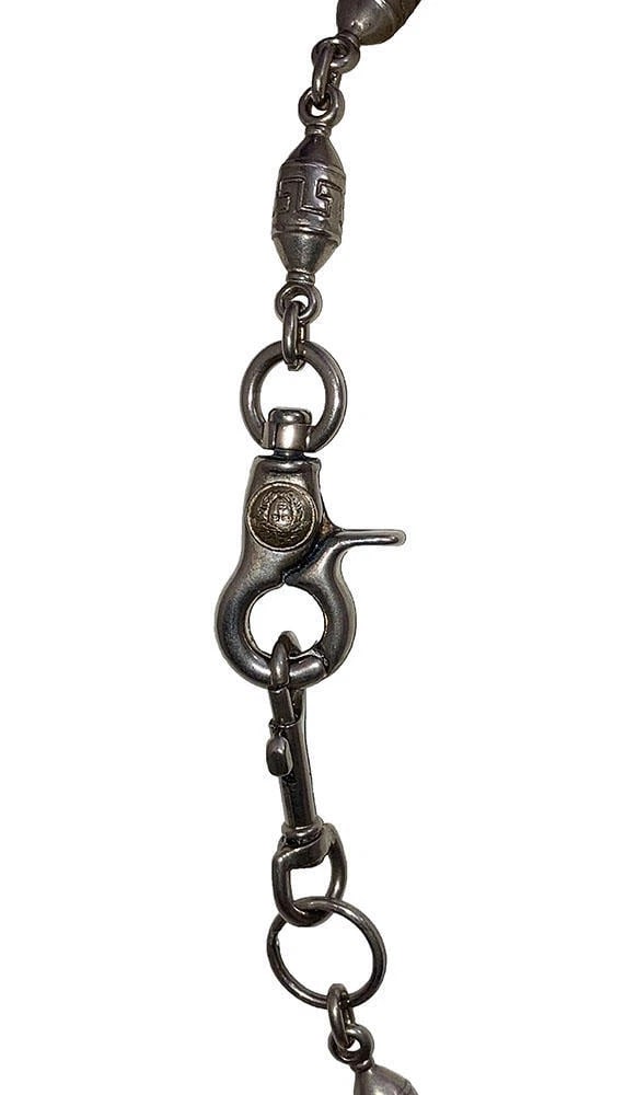 Versace Silver Tone Medusa Greek Key Necklace Wallet Chain - 6