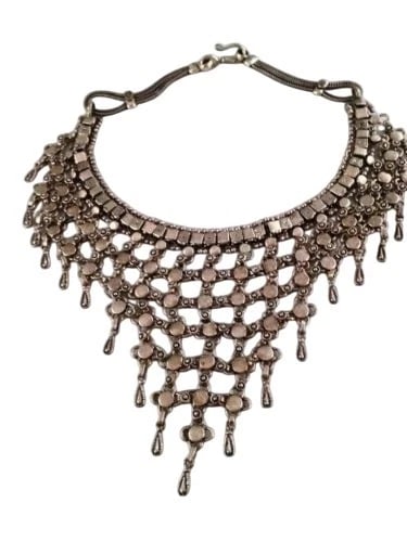 Handmade Sterling Silver Bib Necklace: Title:Handmade Sterling Silver Bib Necklace Description:Beautiful handmade sterling silver bib necklace! Made in the 1970's to 1980's. Necklace weighs, 147 grams. The length is 17 1/4" with an additio