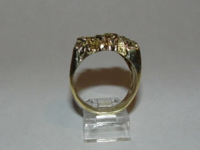 14 kt Gold Plated White Brass Nugget Metal Ring Alberto Juan - 5