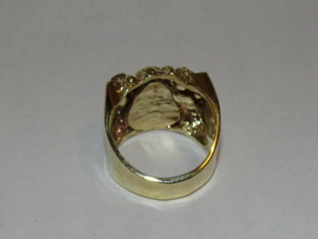 14 kt Gold Plated White Brass Nugget Metal Ring Alberto Juan - 6