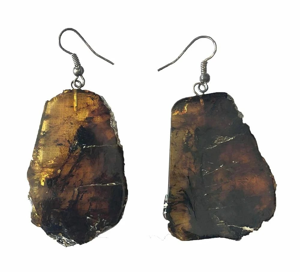 Rustic Artisan Sterling Silver Mexican Amber Earrings (1 of 3)