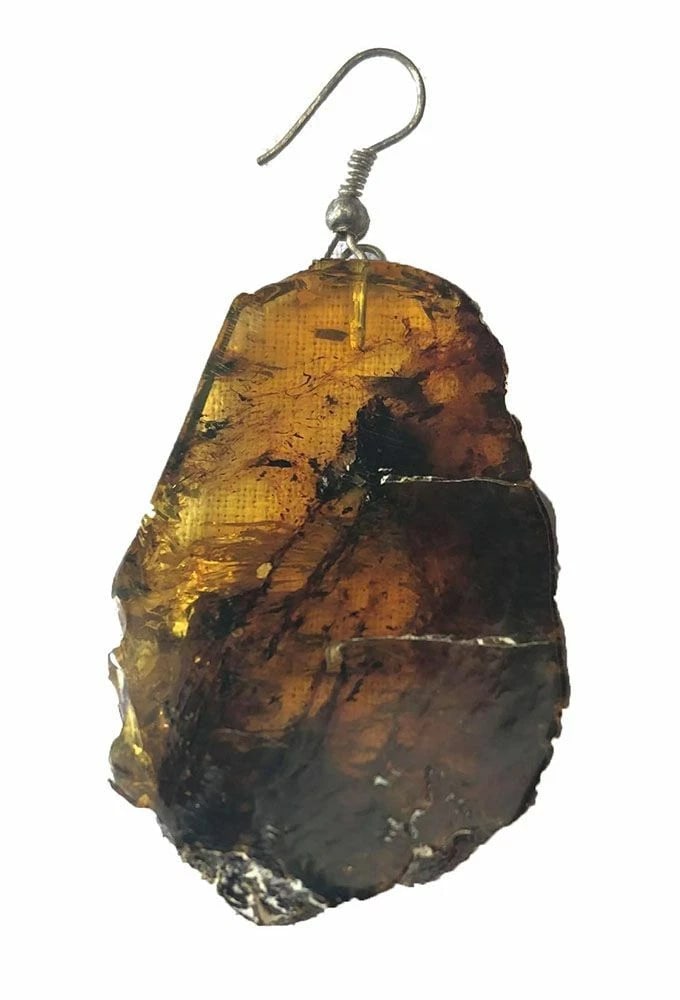 Rustic Artisan Sterling Silver Mexican Amber Earrings - 3