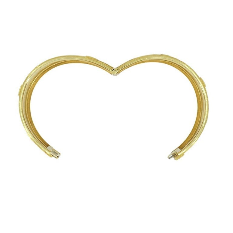 Vintage Elisabeth Treskow 18k Gold Geometric Hinge Cuff Bracelet c 1930s - 7