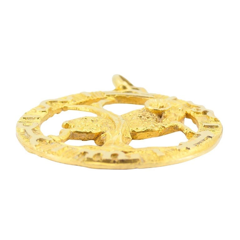 Vintage 18k Gold Aries Astrological Zodiac Pendant - 4