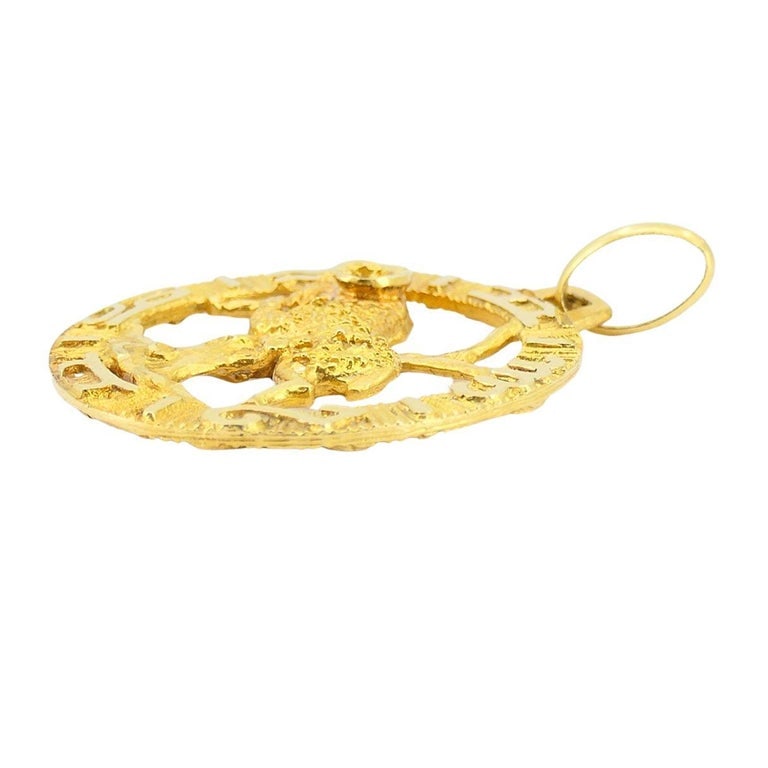 Vintage 18k Gold Aries Astrological Zodiac Pendant - 5