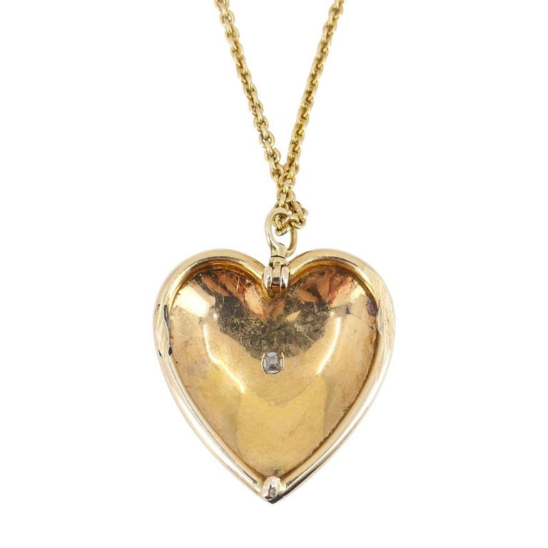 Vintage 14k Gold Diamond Pearl Heart Pendant Necklace - 5