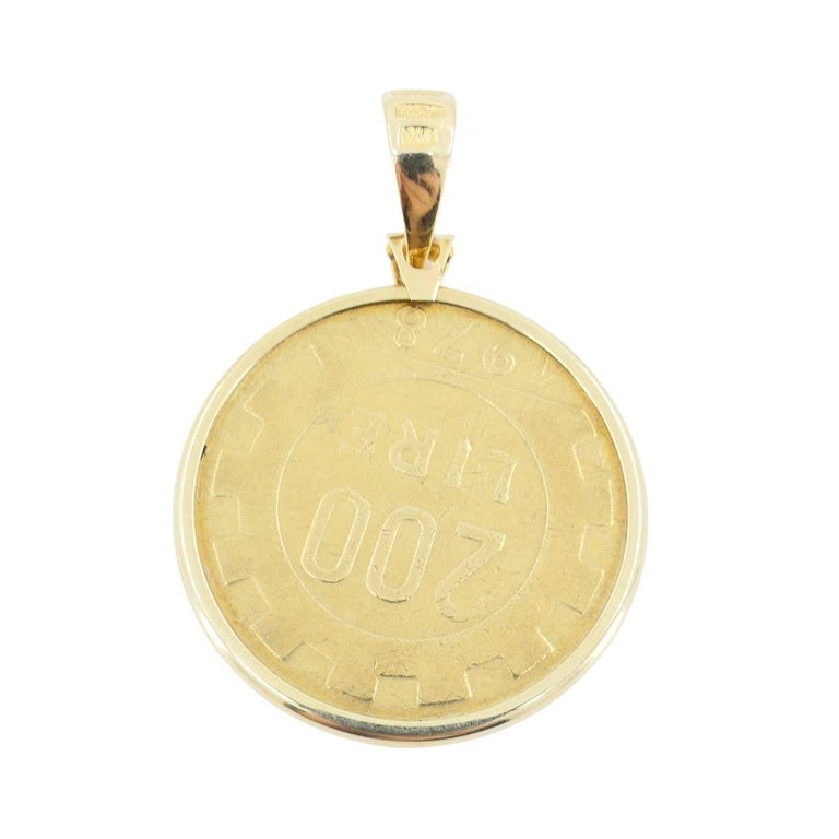 Italian 14k Gold Lire Coin Pendant - 10