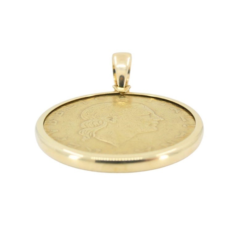 Italian 14k Gold Lire Coin Pendant - 6