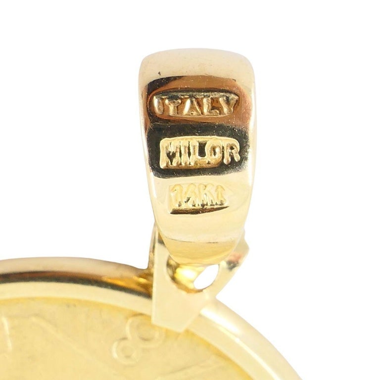 Italian 14k Gold Lire Coin Pendant - 9