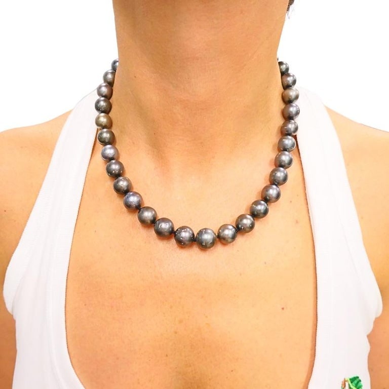 Tahitian Pearl Necklace 14k Gold Clasp - 2