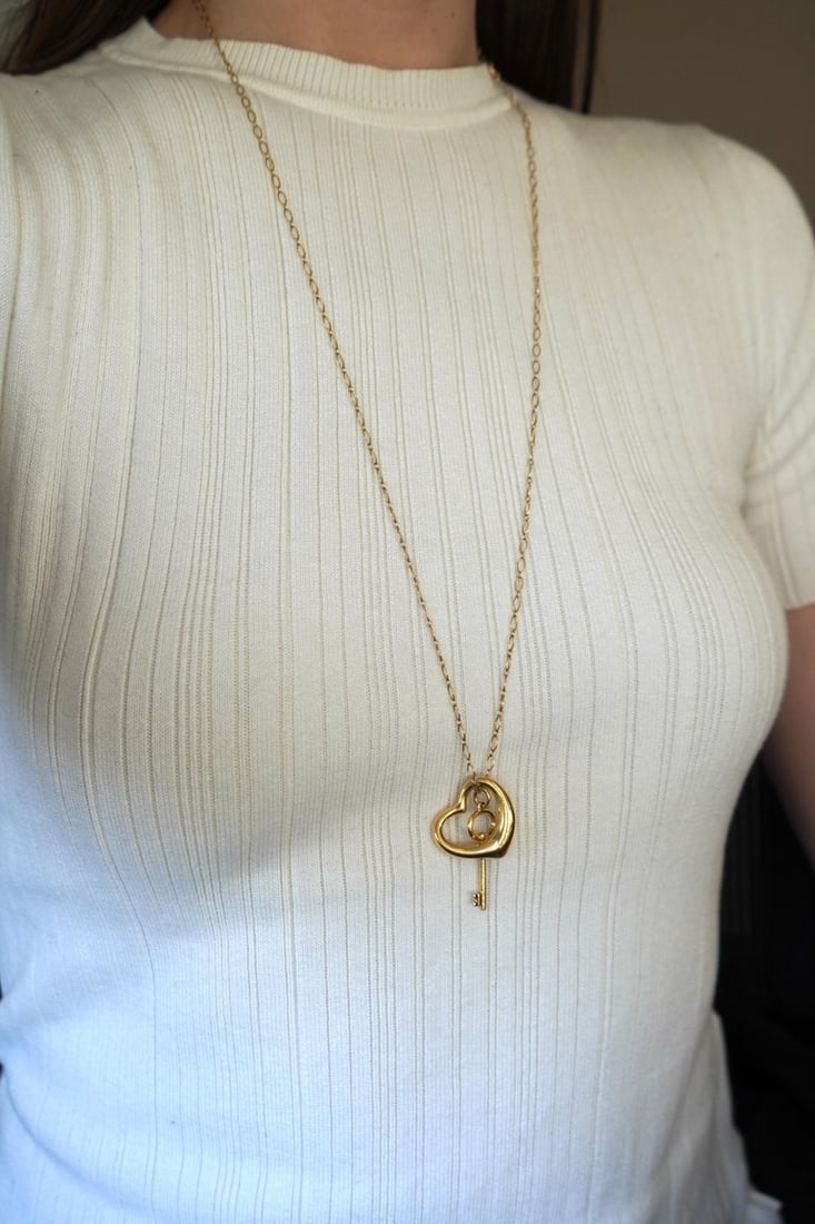 Elsa Peretti Tiffany & Co. Open Heart Key Pendant Necklace - 11