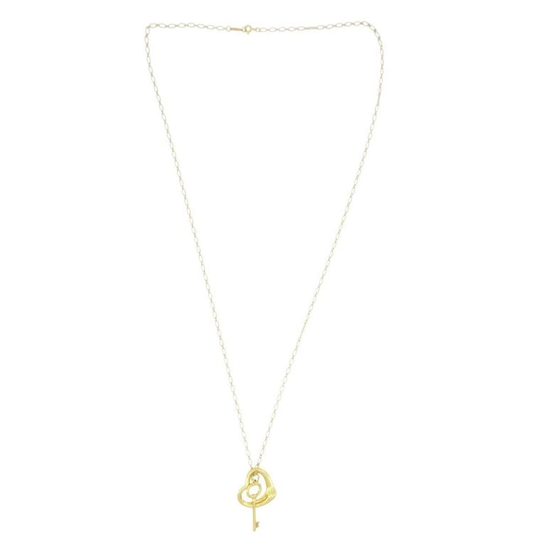 Elsa Peretti Tiffany & Co. Open Heart Key Pendant Necklace - 2
