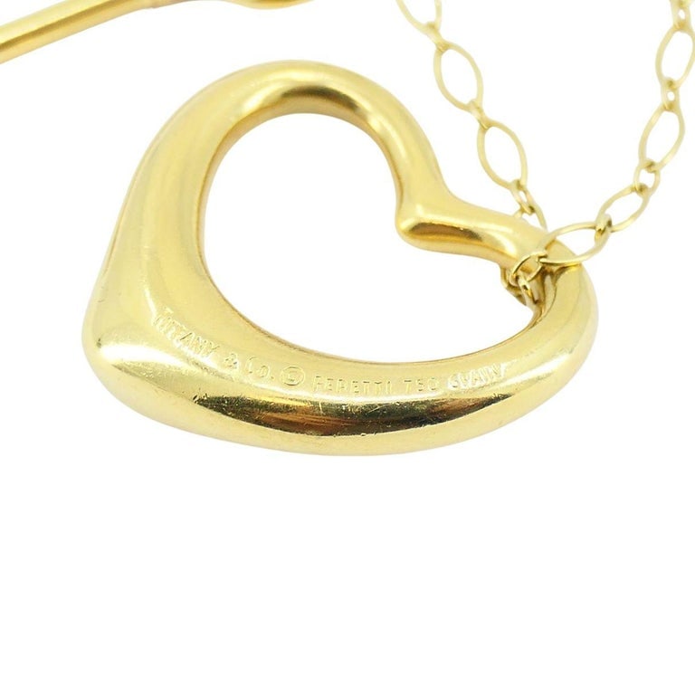 Elsa Peretti Tiffany & Co. Open Heart Key Pendant Necklace - 5