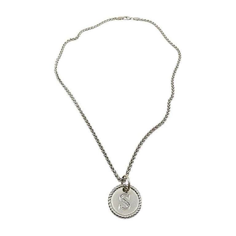 18k White Gold Monogram "S" Pendant Necklace - 4