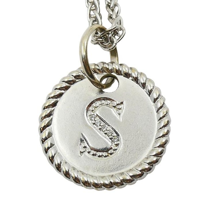 18k White Gold Monogram "S" Pendant Necklace - 6