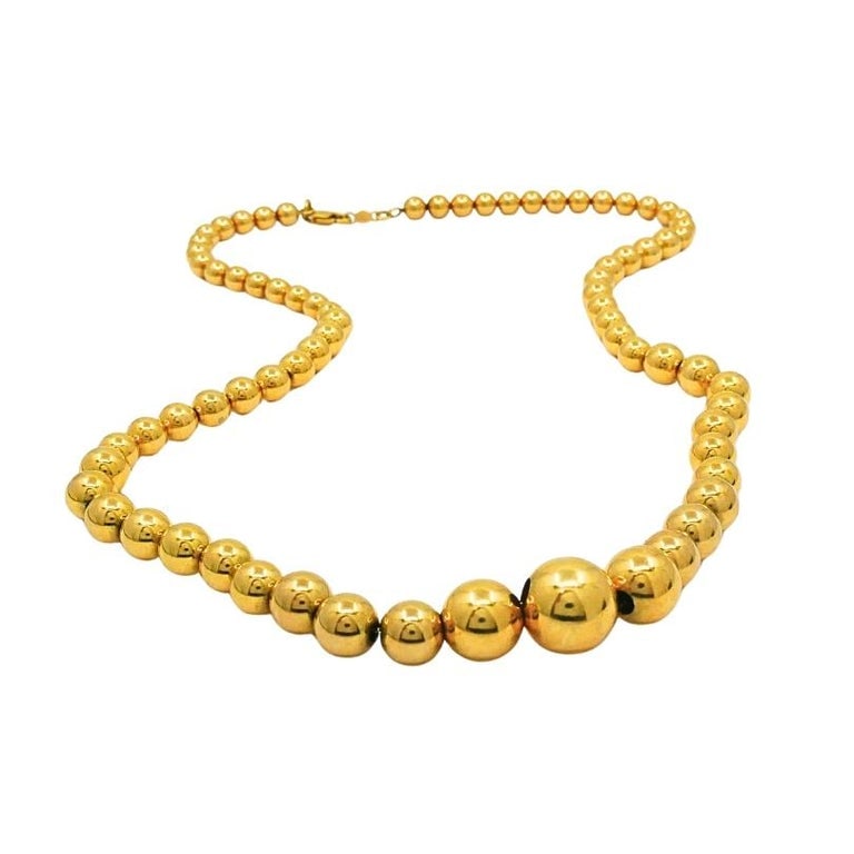 Aurafin 18k Yellow Gold Graduated Bead Necklace - 4