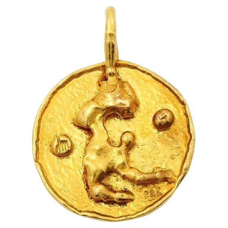 Jean Mahie 22k Gold Sculptural Abstract Pendant: Title: Jean Mahie 22k Gold Sculptural Abstract Pendant Description: Designer: Jean Mahie Materials: 22k Yellow Gold Weight: 13.9 Grams Measurement: Diameter - 1 1/8" Hallmarks: Makerâ€͐
