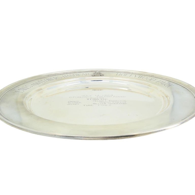 1964 Sterling Silver Lakes and Flowers Handicap Hollywood Park Trophy Plate - 5
