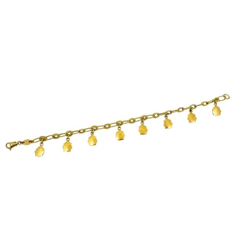 18k Gold Chain 14k Gold Enamel Ladybug Charms Bracelet - 5
