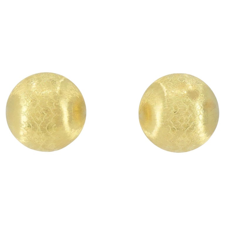 Vintage Buccellati 18k Gold Ball Earrings: Title: Vintage Buccellati 18k Gold Ball Earrings Description: These exquisite Buccellati 18K yellow gold dome earrings embody the Italian maisonâ€™s signature artistry and devotion to