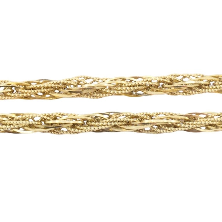 Vintage Necklace 14k Gold Citrine Diamond Pendant Twisted Rope Chain - 5