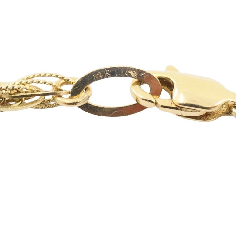 Vintage Necklace 14k Gold Citrine Diamond Pendant Twisted Rope Chain - 6