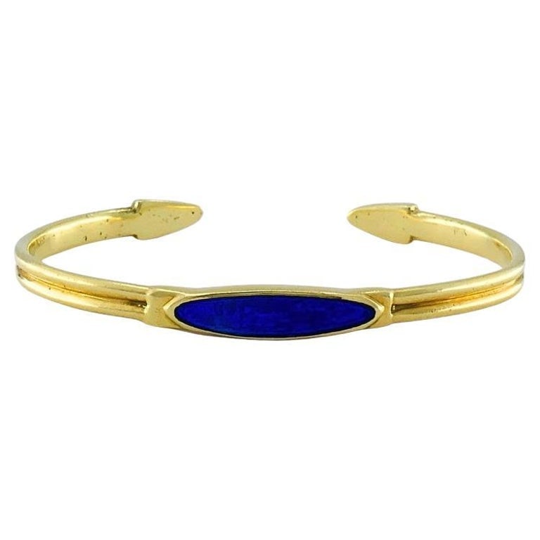 Vintage 18k Gold Blue Enamel Bangle Bracelet (1 of 8)