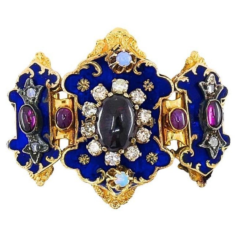 Antique Victorian 14K Gold Gemstone Enamel Buckle (1 of 9)