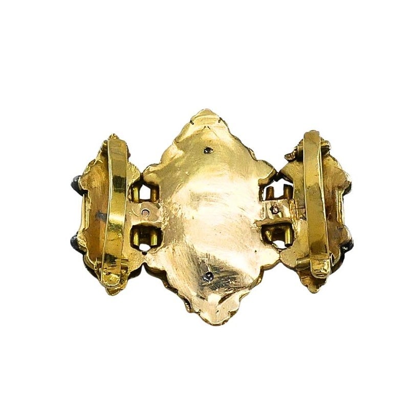 Antique Victorian 14K Gold Gemstone Enamel Buckle - 8