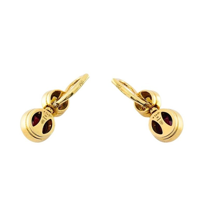 Tiffany & Co. 18k Gold Garnet Citrine Drop Earrings - 8