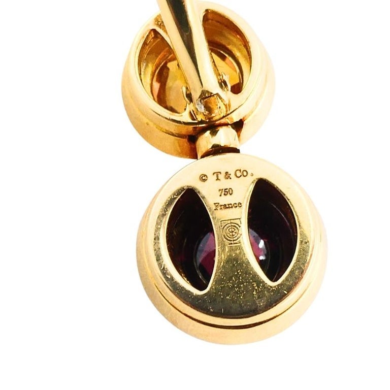 Tiffany & Co. 18k Gold Garnet Citrine Drop Earrings - 9