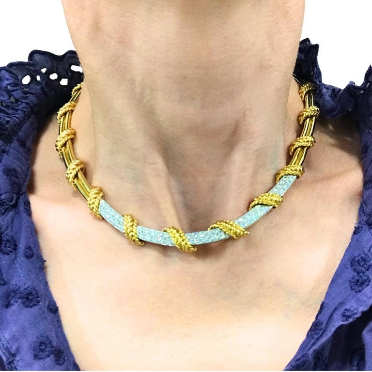 Tiffany & Co. 18k Gold Diamond Collar Necklace Rope Design - 2
