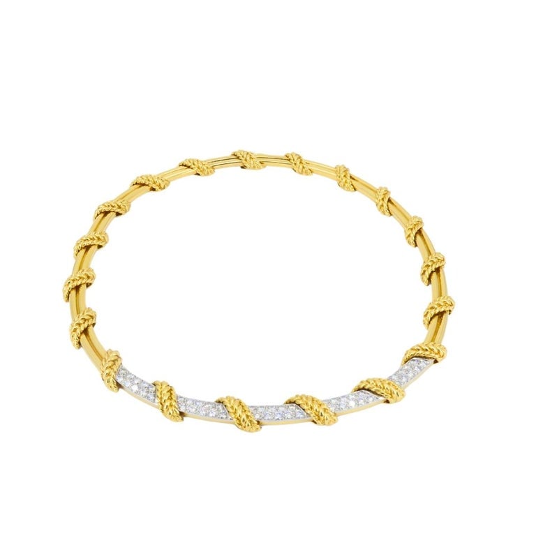 Tiffany & Co. 18k Gold Diamond Collar Necklace Rope Design - 3