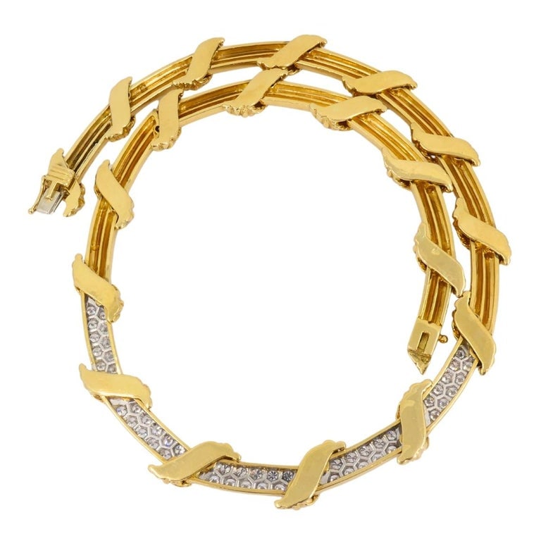 Tiffany & Co. 18k Gold Diamond Collar Necklace Rope Design - 6