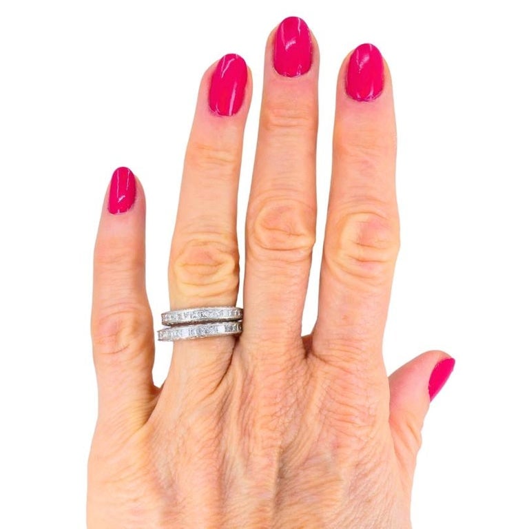 M Beaudry Princess Cut Diamond Eternity Band Platinum Size 6.5 Wedding Ring - 12