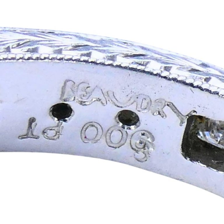 M Beaudry Princess Cut Diamond Eternity Band Platinum Size 6.5 Wedding Ring - 7