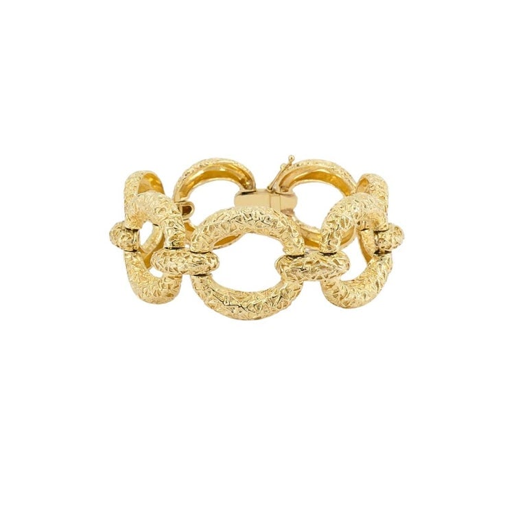 Vintage 14k Textured Gold Link Bracelet Estate Jewelry - 10