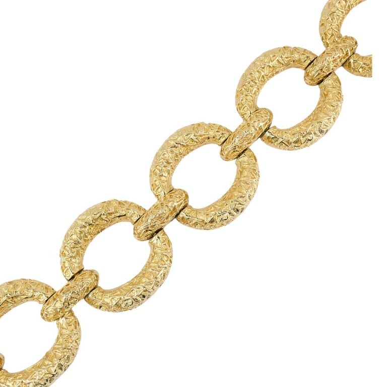 Vintage 14k Textured Gold Link Bracelet Estate Jewelry - 3
