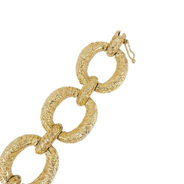 Vintage 14k Textured Gold Link Bracelet Estate Jewelry - 4