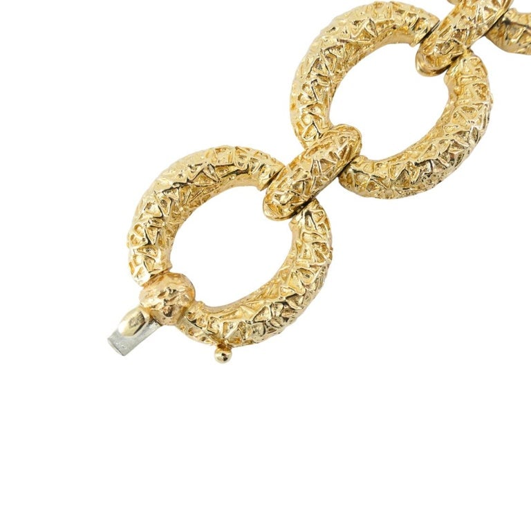 Vintage 14k Textured Gold Link Bracelet Estate Jewelry - 5
